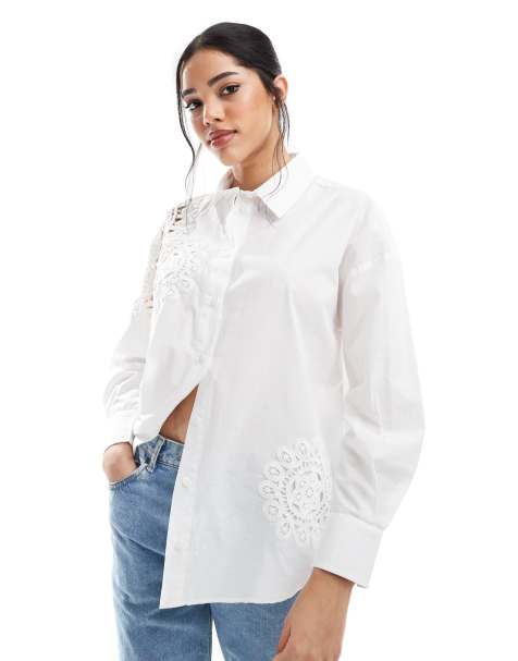 French Connection - Lina - Chemise en maille de coton au crochet - Blanc - view 1