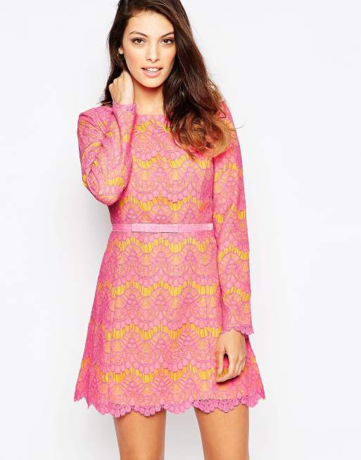 French connection shop pink lace dress