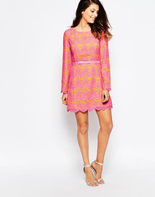 French Connection Linea Lace Flare Dress | ASOS