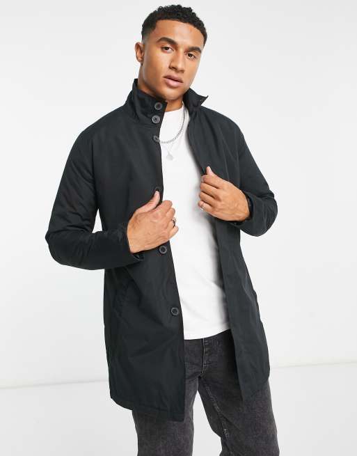 French Connection lined funnel neck mac jacket in black | ASOS