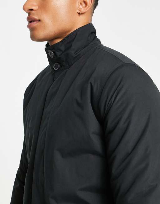 French Connection lined funnel neck mac jacket in black ASOS