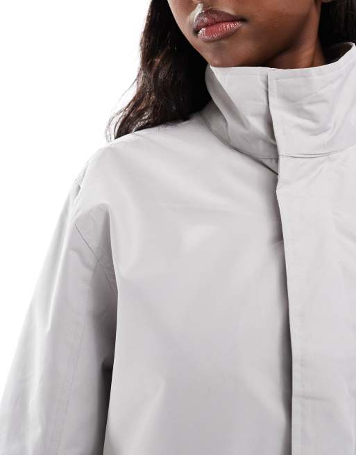 French Connection lined funnel neck mac jacket in light grey