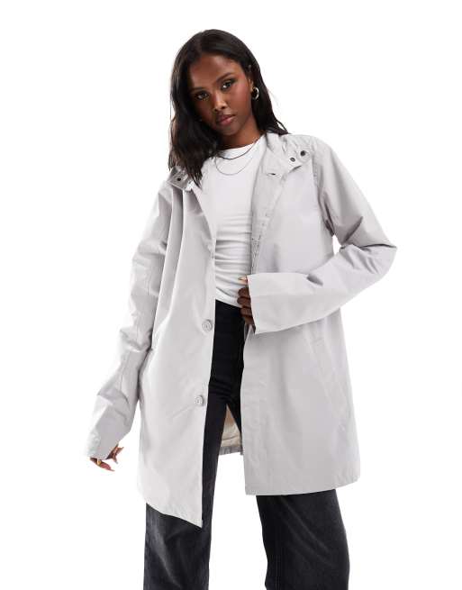 French Connection lined funnel neck mac jacket in light grey