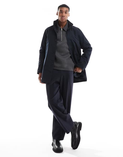 French Connection lined funnel neck mac jacket in navy, 2 of 4