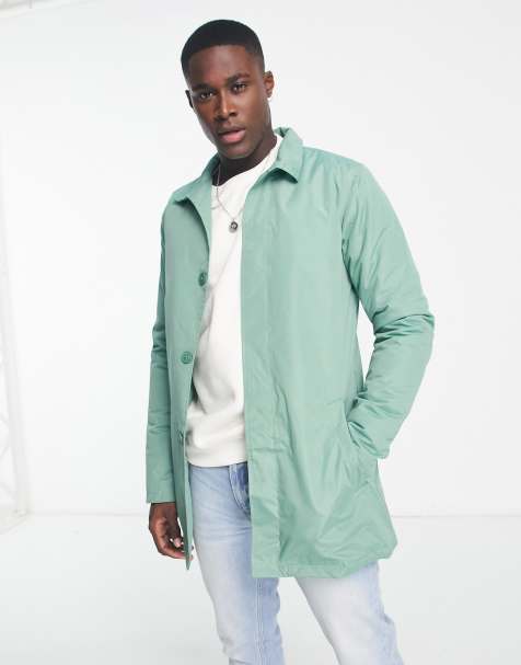 French Connection lined funnel neck trench jacket in green - view 1