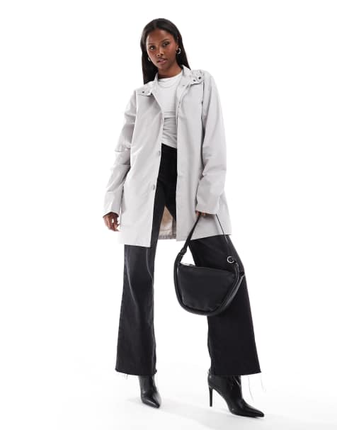 French Connection lined funnel neck trench jacket in light gray - view 1