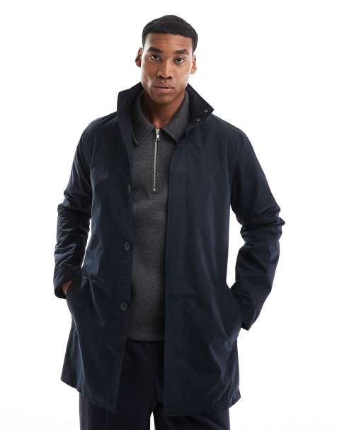French Connection lined funnel neck trench jacket in navy - view 1