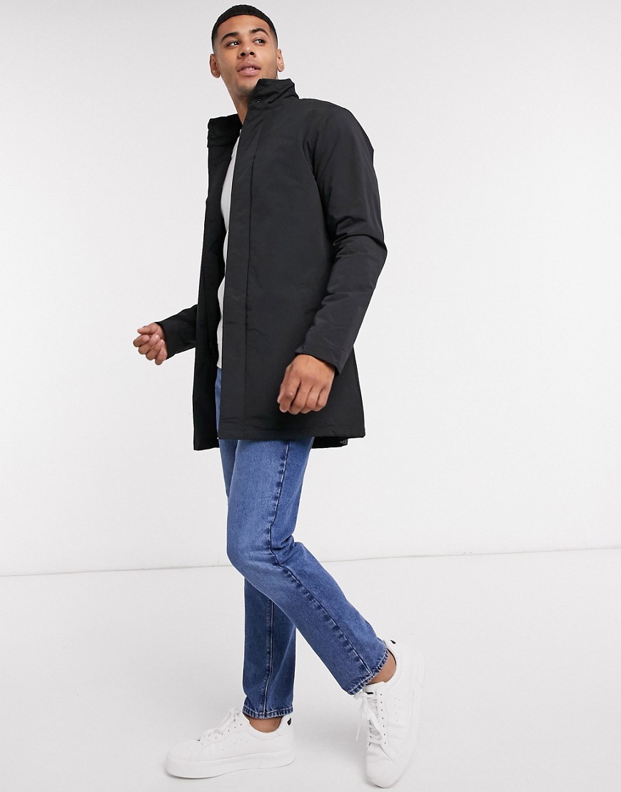 French Connection Lined Funnel Mac Jacket In Black | ModeSens