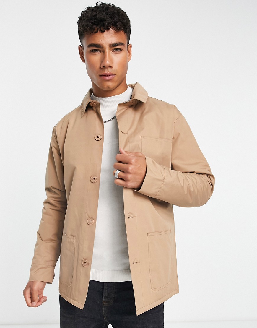 French Connection Lined Multi Pocket Funnel Neck Jacket In Light Brown