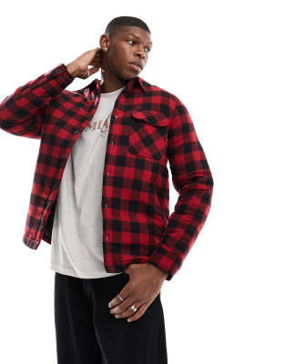 French Connection Lined Padded Check Shirt In Red