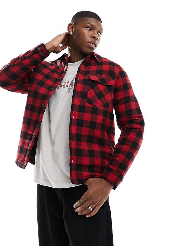 French Connection - lined padded check shirt in red