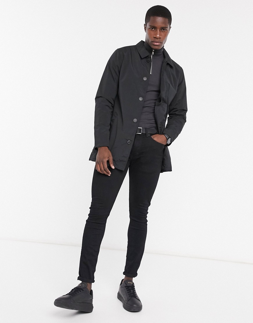 French Connection Lined Trench Coat In Black