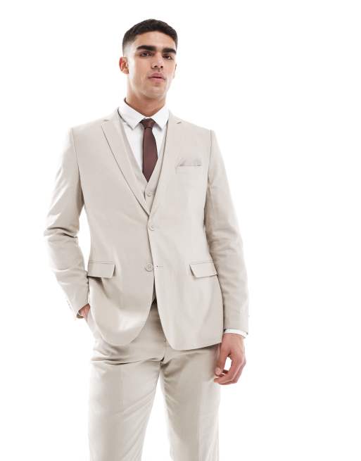French Connection linen blend formal suit jacket in stone - part of a set