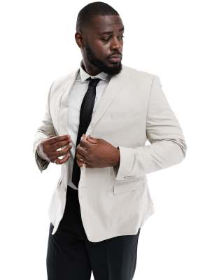 French Connection linen formal plus suit jacket in stone - ASOS Price Checker