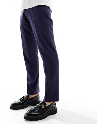 French Connection linen formal smart trouser in blue