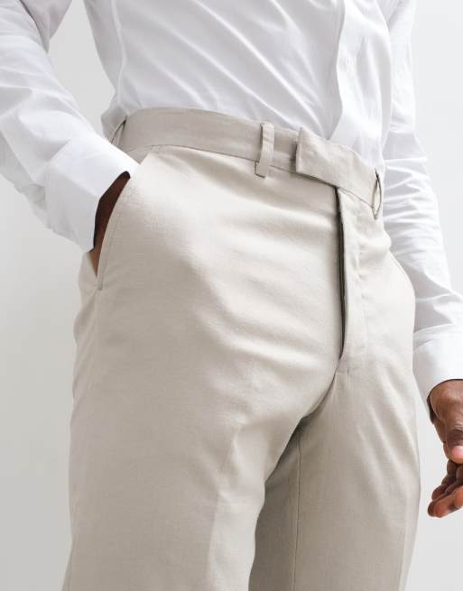 French Connection linen formal smart trouser in stone, 4 of 5