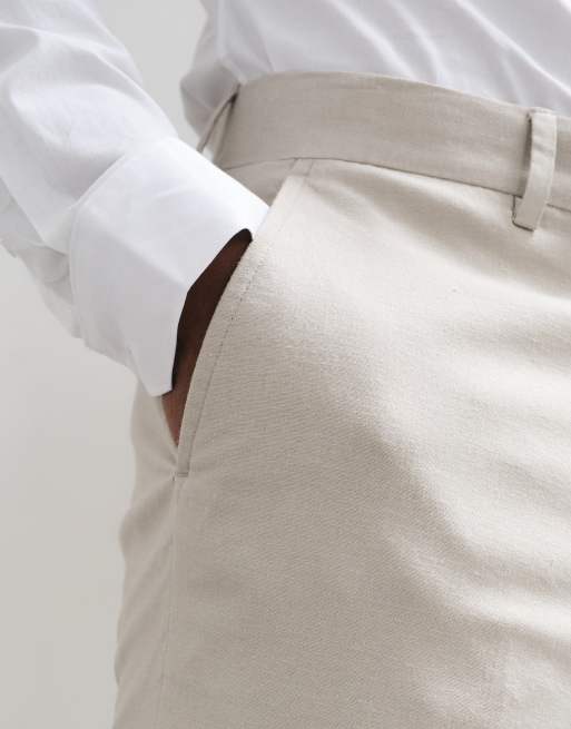 French Connection linen formal smart trouser in stone, 5 of 5