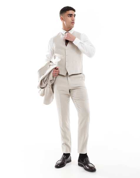 French Connection linen formal suit pants in stone (part of a set) - view 1