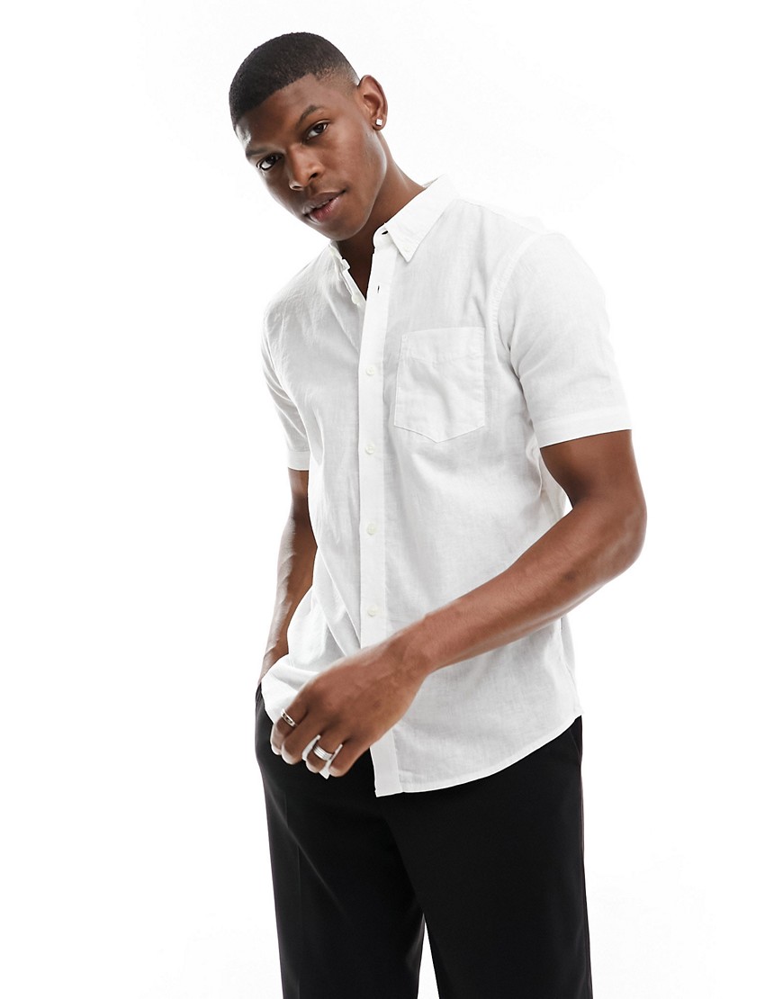 French Connection linen short sleeve shirt in white
