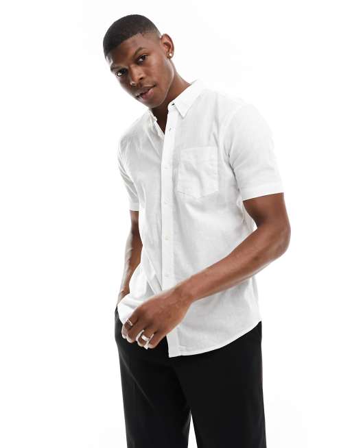 French Connection linen short sleeve shirt in white | ASOS