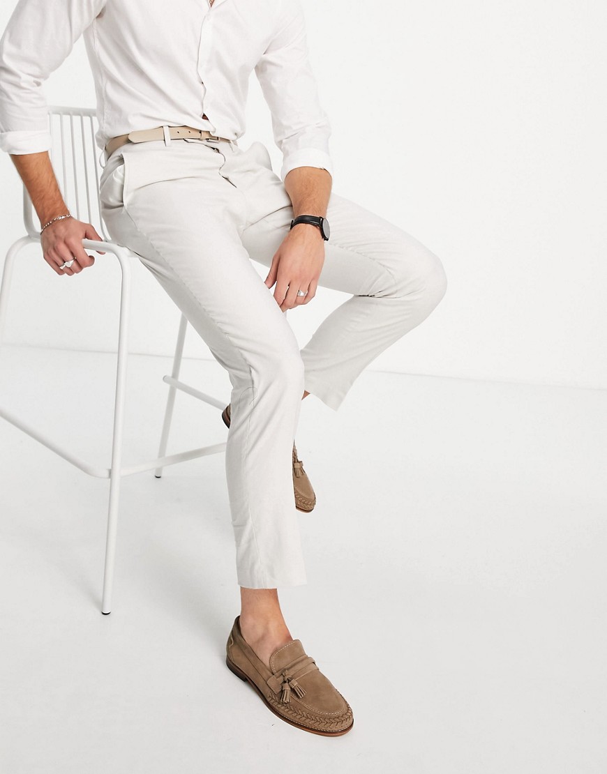 French Connection Linen Slim Fit Suit Pants-neutral