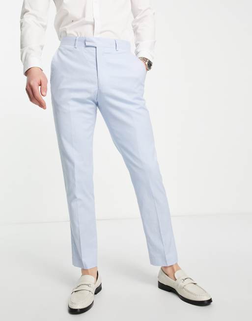 French Connection linen suit trousers in soft blue ASOS