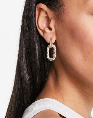 French Connection linked oval earrings in gold
