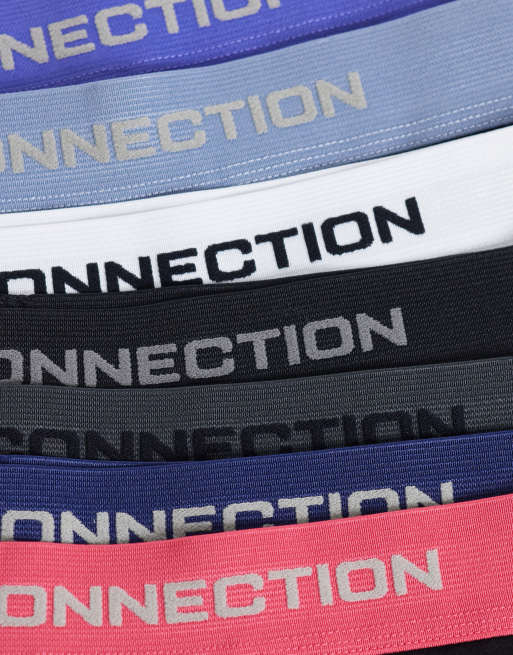 French Connection logo 7 pack boxers with contrast waist band in black/multi, 3 of 3