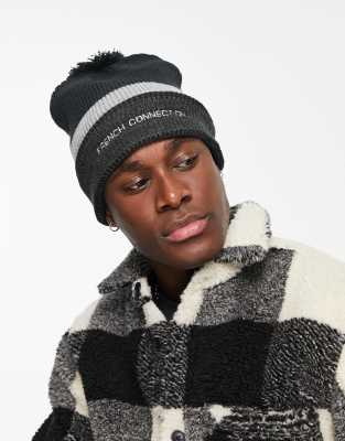 French Connection logo bobble beanie in dark grey - ASOS Price Checker