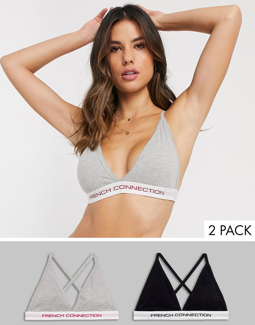French Connection logo strappy bra multipacks