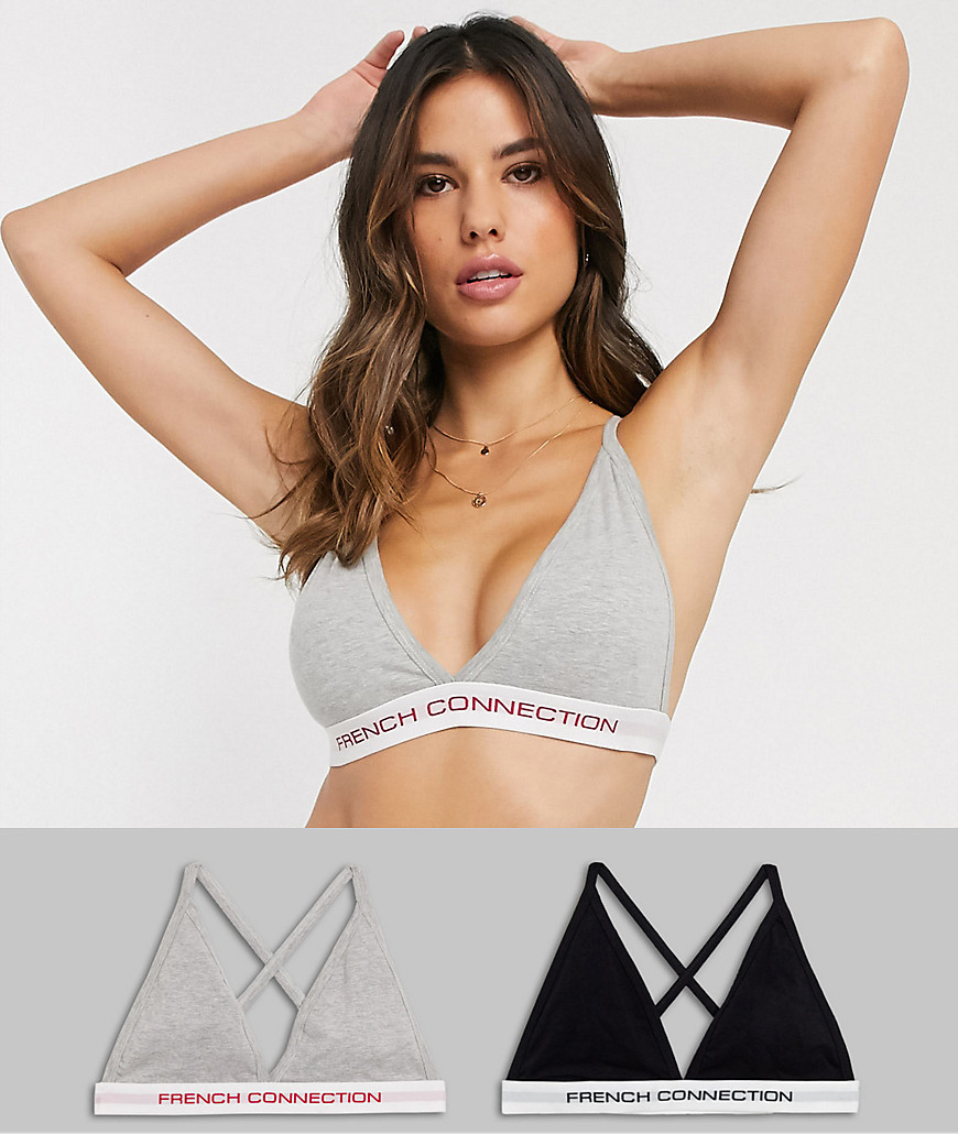 French Connection logo strappy bra multipacks