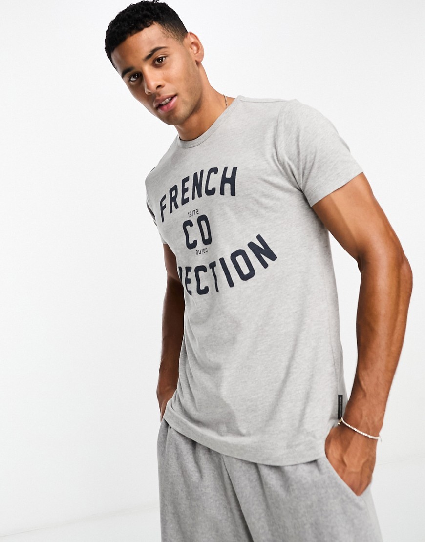 French Connection logo t-shirt in light grey mel