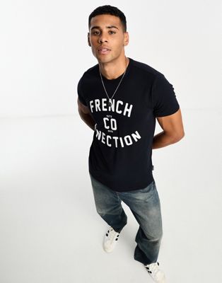 French Connection logo t-shirt in navy - ASOS Price Checker