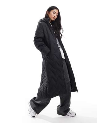 French Connection long length chevron padded jacket in black