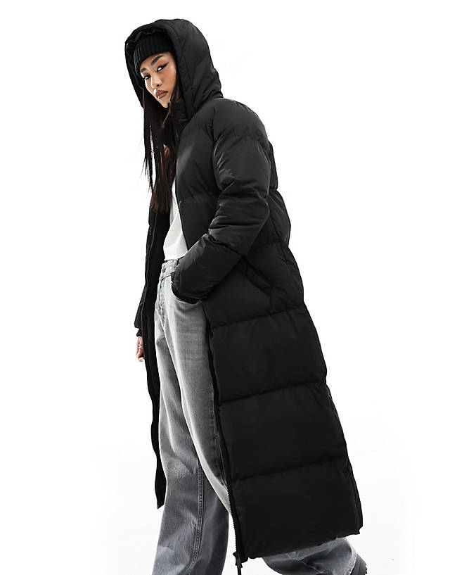 French Connection - long length hooded padded jacket in black