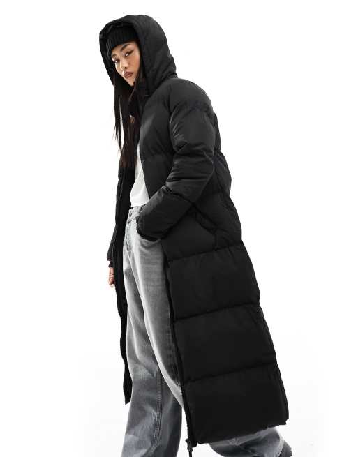 French Connection long length hooded padded jacket in black