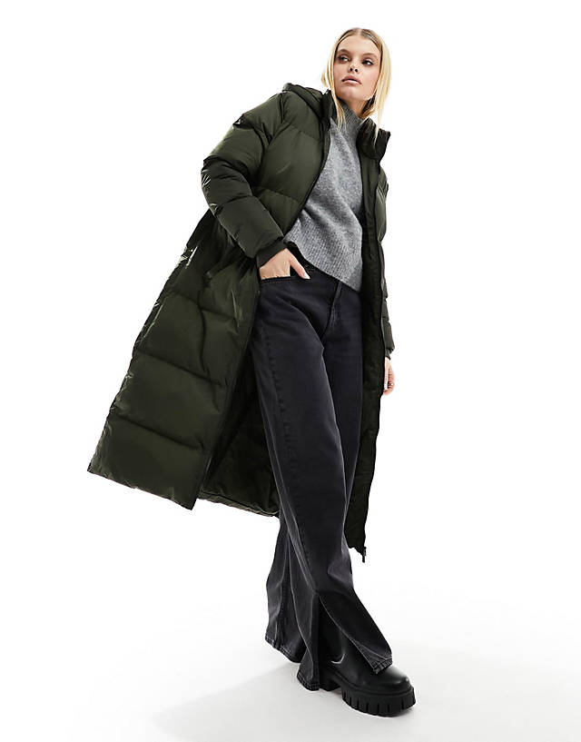 French Connection - long length hooded padded jacket in khaki