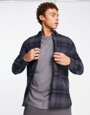 French Connection long sleeve check flannel shirt in blue