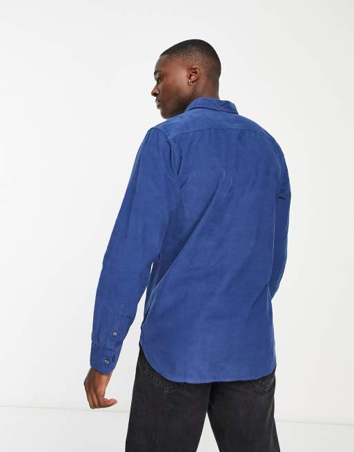 French Connection long sleeve cord shirt in blue ASOS