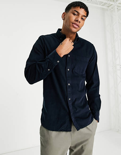 French Connection Mens Long Sleeve Corduroy Button Down Shirt 