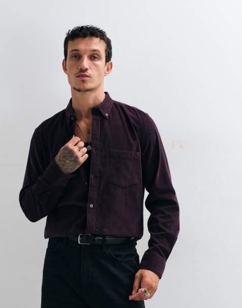 French Connection long sleeve cord shirt in purple - view 1