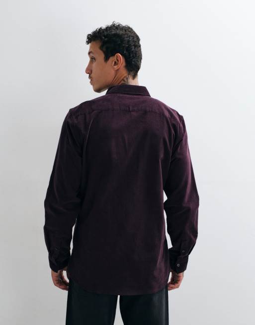 French Connection long sleeve cord shirt in purple, 3 of 5