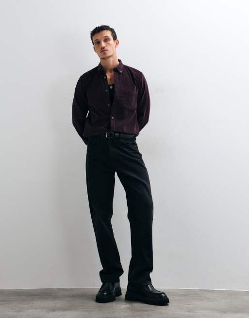French Connection long sleeve cord shirt in purple, 4 of 5