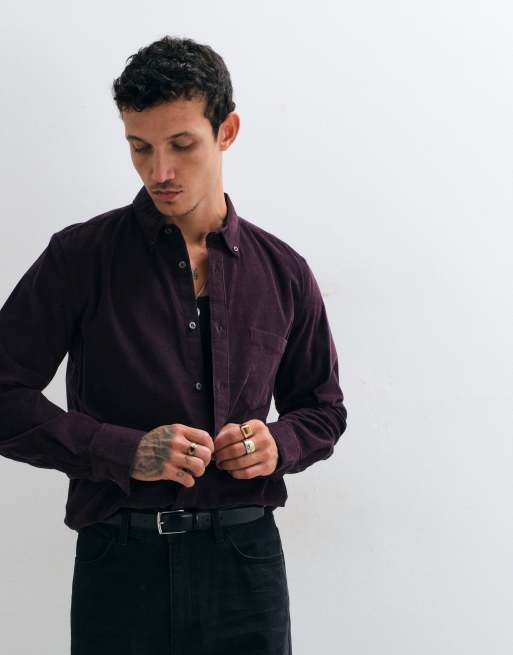 French Connection long sleeve cord shirt in purple, 5 of 5
