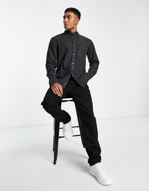 Black denim hotsell long sleeve shirt