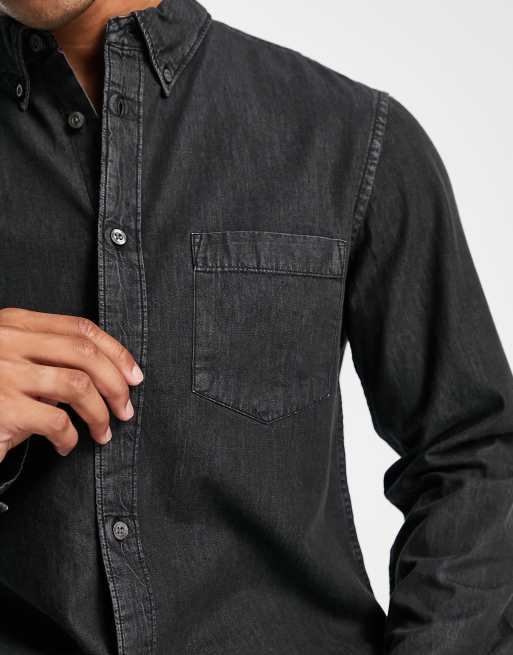 Black denim 2025 long sleeve shirt