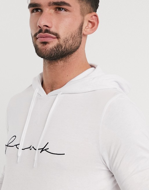 French Connection long sleeve fcuk logo hooded top