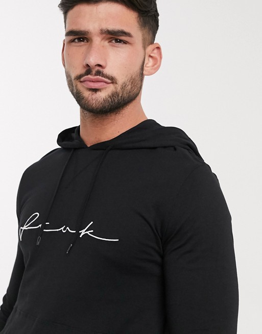 French Connection long sleeve fcuk logo hooded top