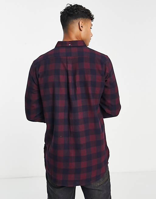 French Connection long sleeve gingham check flannel shirt in chateux