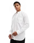 [French Connection Mens] French Connection long sleeve henley shirt with single breast pocket in white Chest 38 White